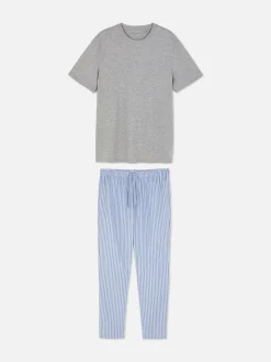 Pyjamas|Primark Pyjama En Popeline De Coton Bleu clair