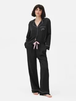 Ensembles Pyjamas|Primark Pyjama En Satin à Manches Longues Noir