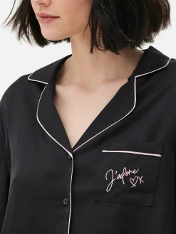 Ensembles Pyjamas|Primark Pyjama En Satin à Manches Longues Noir