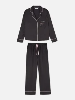 Ensembles Pyjamas|Primark Pyjama En Satin à Manches Longues Noir