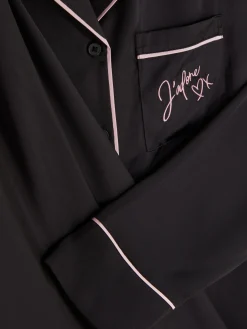 Ensembles Pyjamas|Primark Pyjama En Satin à Manches Longues Noir