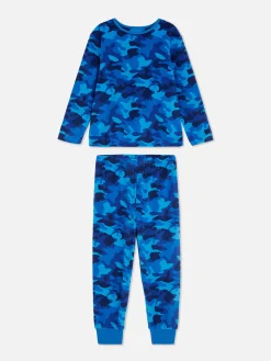 Pyjamas Et Vêtements De Nuit|Primark Pyjama En Velours à Motif Camouflage Bleu