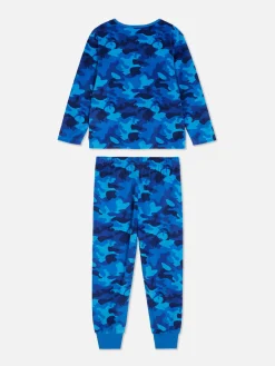Pyjamas Et Vêtements De Nuit|Primark Pyjama En Velours à Motif Camouflage Bleu