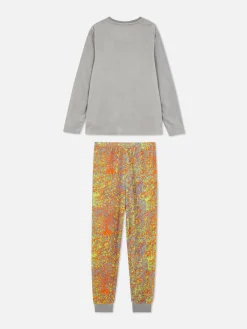 Pyjamas Et Vêtements De Nuit|Primark Pyjama En Velours Crâne Et éclaboussures De Peinture Gris