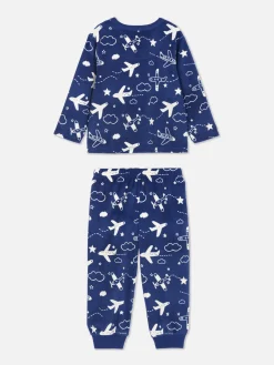 Pyjamas Et Vêtements De Nuit|Primark Pyjama En Velours Graphique Bleu