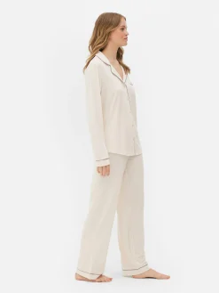 Ensembles Pyjamas|Primark Pyjama Long Boyfriend Blanc cassé