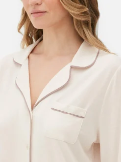 Ensembles Pyjamas|Primark Pyjama Long Boyfriend Blanc cassé