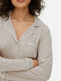 Ensembles Pyjamas|Primark Pyjama Long Boyfriend à Motif Grège