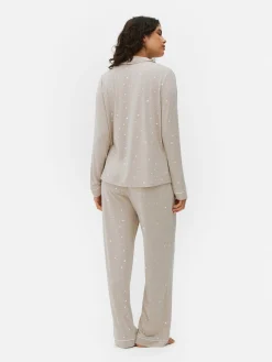 Ensembles Pyjamas|Primark Pyjama Long Boyfriend à Motif Grège