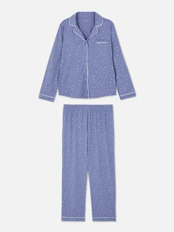 Ensembles Pyjamas|Primark Pyjama Long Boyfriend à Motif Bleu