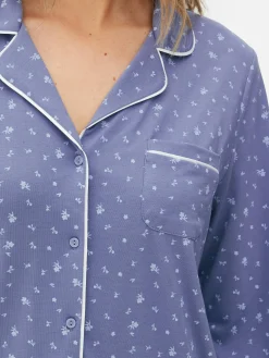 Ensembles Pyjamas|Primark Pyjama Long Boyfriend à Motif Bleu