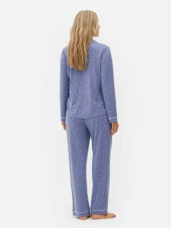 Ensembles Pyjamas|Primark Pyjama Long Boyfriend à Motif Bleu