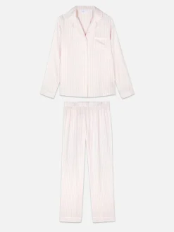 Ensembles Pyjamas|Primark Pyjama Long Boyfriend à Rayures Rose