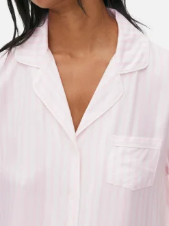 Ensembles Pyjamas|Primark Pyjama Long Boyfriend à Rayures Rose