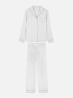 Ensembles Pyjamas|Primark Pyjama Long Boyfriend à Rayures Gris