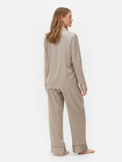 Ensembles Pyjamas|Primark Pyjama Long En Satin Moka