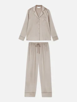 Ensembles Pyjamas|Primark Pyjama Long En Satin Moka