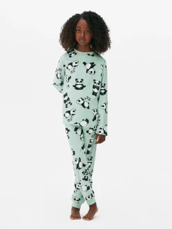 Pyjamas Et Vêtements De Nuit|Primark Pyjama Long En Velours à Motif Panda Vert