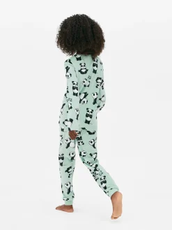 Pyjamas Et Vêtements De Nuit|Primark Pyjama Long En Velours à Motif Panda Vert