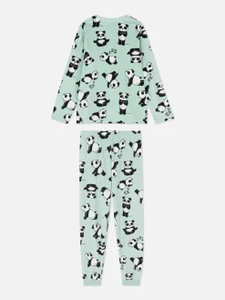 Pyjamas Et Vêtements De Nuit|Primark Pyjama Long En Velours à Motif Panda Vert