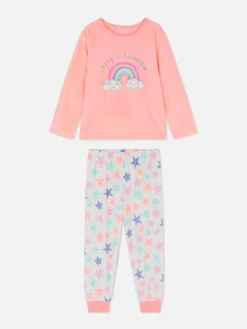 Pyjamas Et Vêtements De Nuit|Primark Pyjama Long En Velours Arc-en-ciel Corail