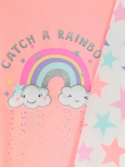 Pyjamas Et Vêtements De Nuit|Primark Pyjama Long En Velours Arc-en-ciel Corail