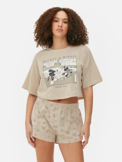 Ensembles Pyjamas|Primark Pyjama Short à Motif Disney Mickey Mouse Taupe