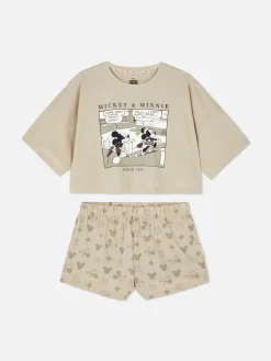 Ensembles Pyjamas|Primark Pyjama Short à Motif Disney Mickey Mouse Taupe