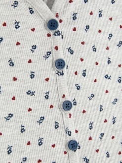 Ensembles Pyjamas|Primark Pyjama Style Barboteuse Côtelé à Petites Fleurs Gris