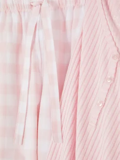 Ensembles Pyjamas|Primark Pyjama T-shirt Boutonné Et Pantalon à Motifs Rose clair