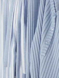 Ensembles Pyjamas|Primark Pyjama T-shirt Boutonné Et Pantalon à Motifs Bleu