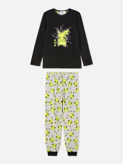 Pyjamas Et Vêtements De Nuit|Primark Pyjama T-shirt Et Pantalon Pokémon Pikachu Noir