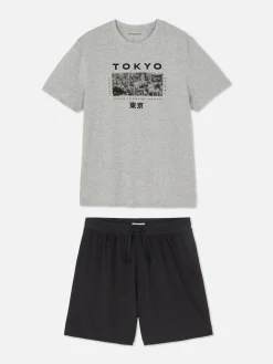 Pyjamas|Primark Pyjama T-shirt Et Short Tokyo Gris chiné
