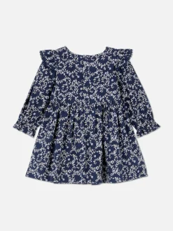 Robes Et Jupes|Primark Robe à Volants à Motif Floral Bleu marine