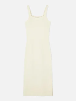 Robes|Primark Robe Côtelée à Encolure Carrée Ivoire