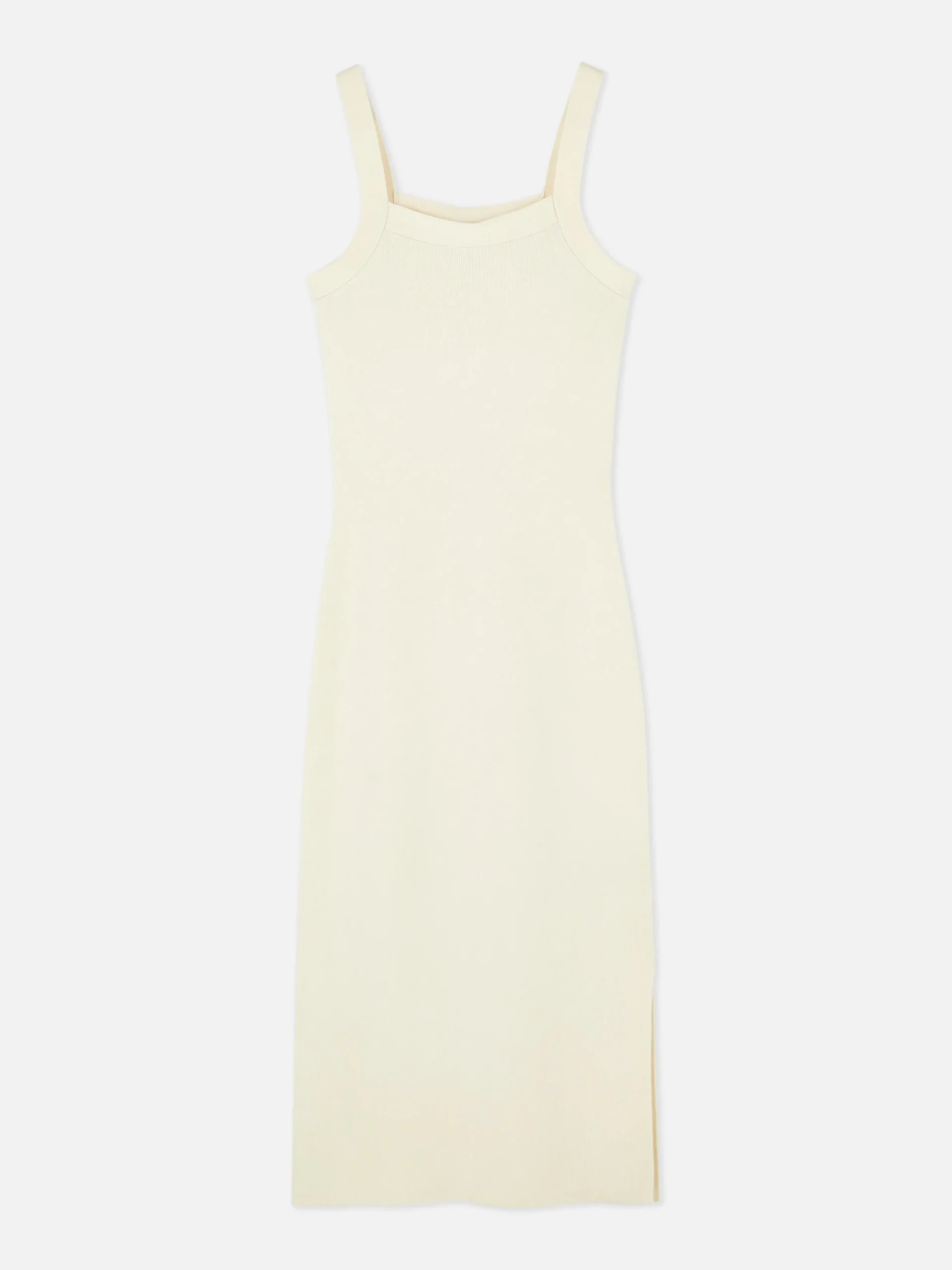 Robes|Primark Robe Côtelée à Encolure Carrée Ivoire