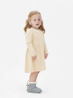 Robes|Primark Robe En Maille à Col Brodé Beige