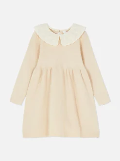 Robes|Primark Robe En Maille à Col Brodé Beige