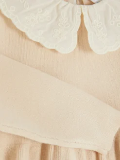 Robes|Primark Robe En Maille à Col Brodé Beige