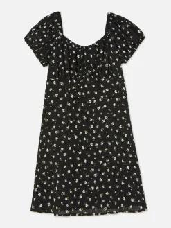 Robes|Primark Robe Froncée à Fleurs Noir
