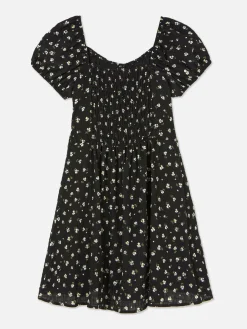 Robes|Primark Robe Froncée à Fleurs Noir