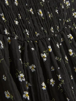 Robes|Primark Robe Froncée à Fleurs Noir