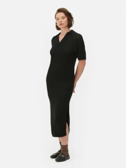 Robes|Primark Robe Mi-longue Avec Col En V Noir