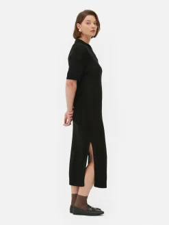 Robes|Primark Robe Mi-longue Avec Col En V Noir