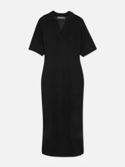 Robes|Primark Robe Mi-longue Avec Col En V Noir