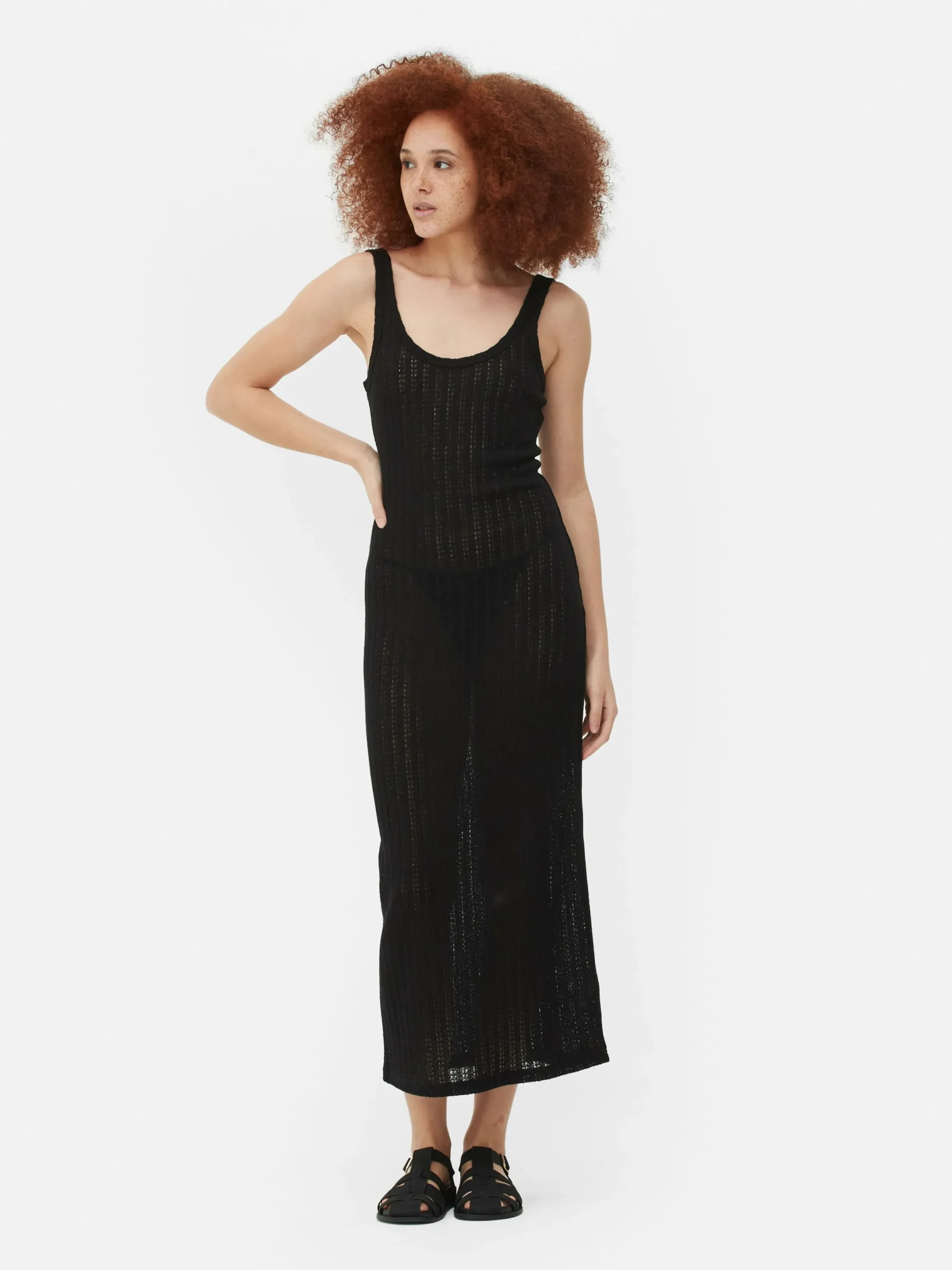 Robes|Primark Robe Mi-longue En Crochet Noir