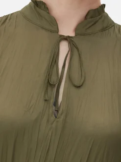Robes|Primark Robe Mi-longue Plissée En Satin Vert