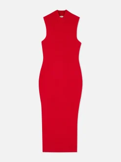 Robes|Primark Robe Mi-longue Sans Manches En Maille Rouge