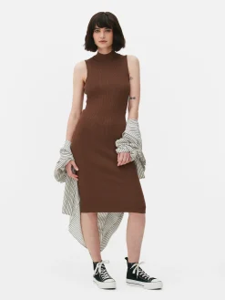 Robes|Primark Robe Mi-longue Sans Manches En Maille Marron