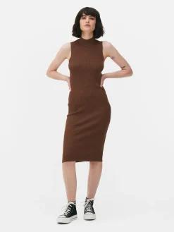 Robes|Primark Robe Mi-longue Sans Manches En Maille Marron